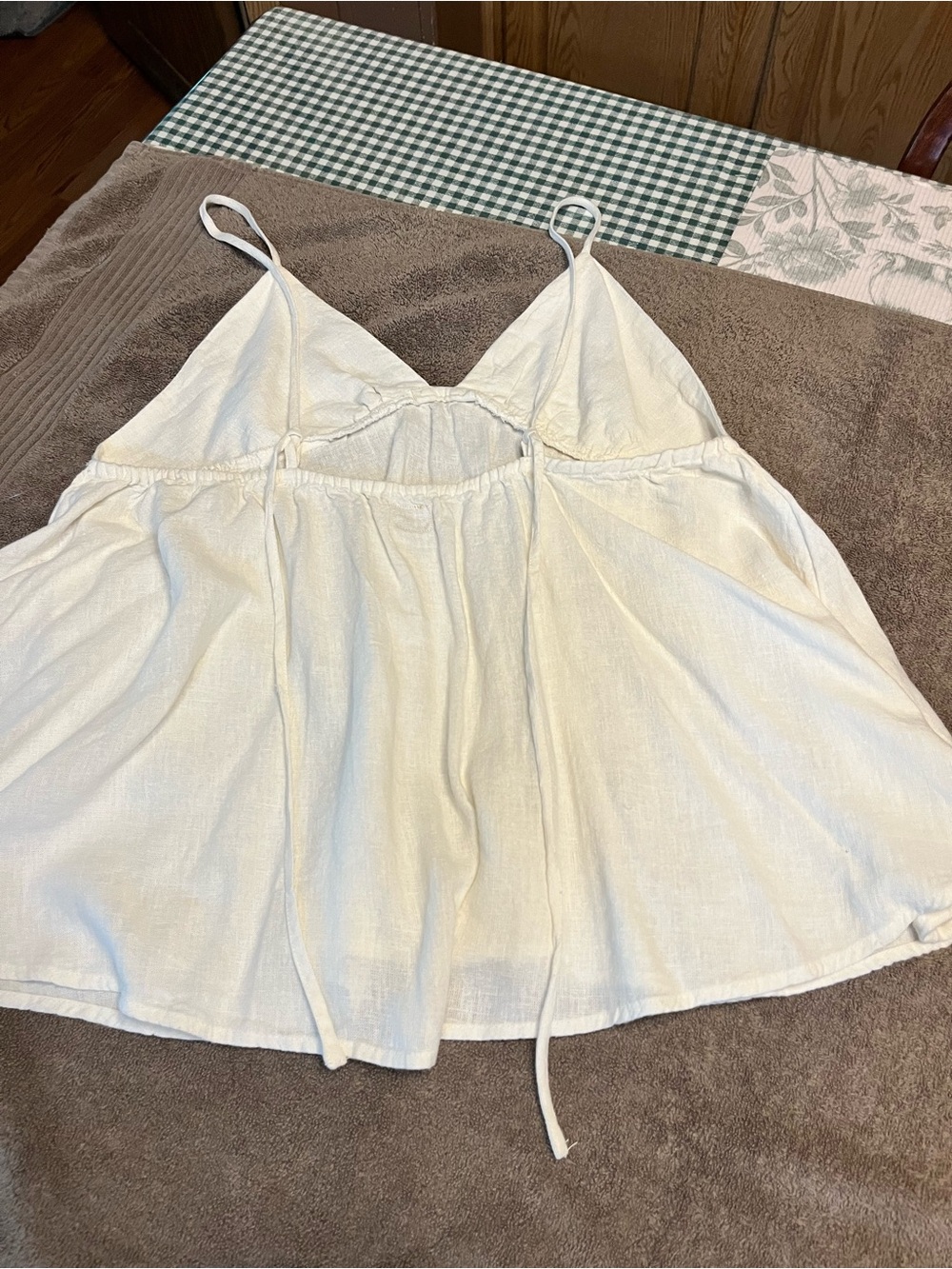 Free People - Cream Spaghetti Strap Cami Top and wide leg linen pant set - Picture 4 of 9
